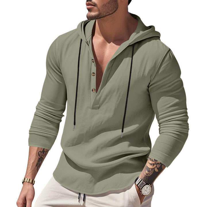 Men's casual hoodie with modern buttoned collar Lune London