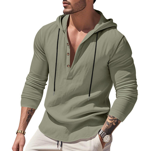 Men's casual hoodie with modern buttoned collar Lune London
