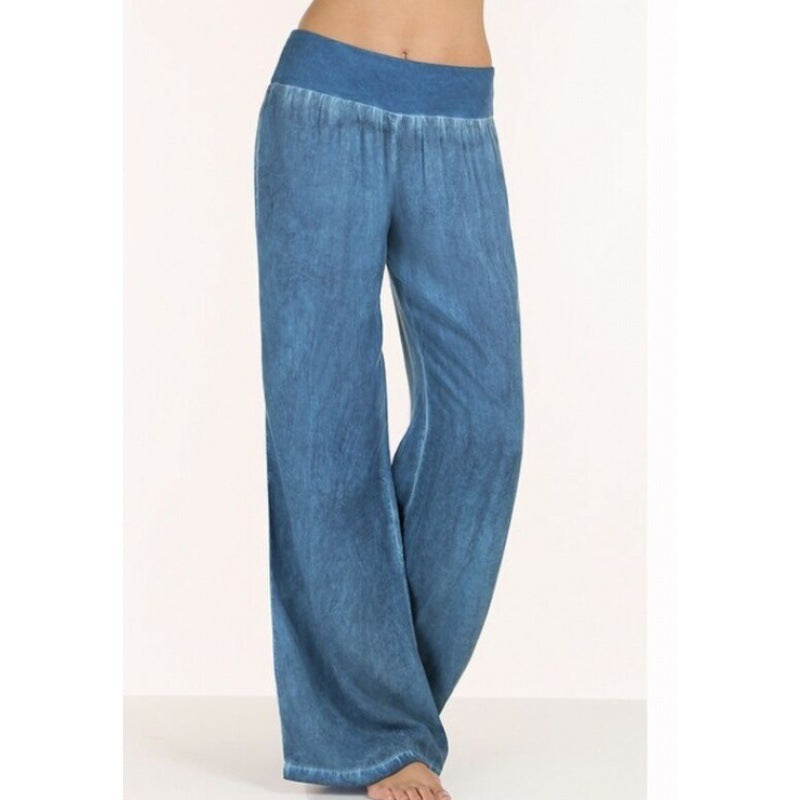 Pantalons amples et fluides pour femmes avec taille élastique et look denim tendance Chic & Stil