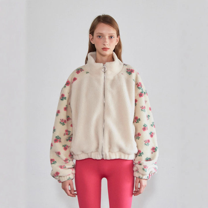 Ladies cozy fleece sweater with floral design Lune London