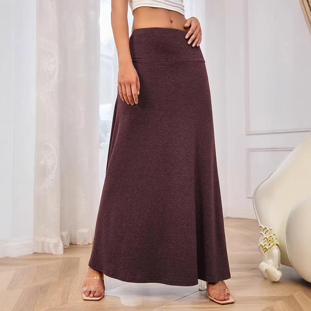 Women's maxi skirt made of soft jersey with elastic waistband and flowing cut Lune London