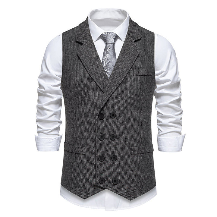 Elegant men's herringbone waistcoat with double-breasted buttons Lune London