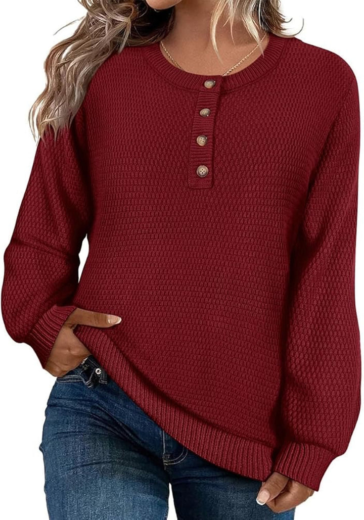 Casual shirt sweater for women with button placket and textured pattern Lune London