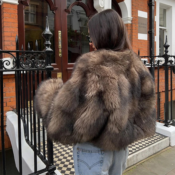 Faux fur jacket for women with long soft sleeves Lune London