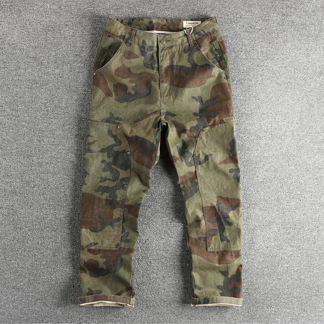 Men's cargo pants in modern camouflage design with multifunctional pockets Lune London