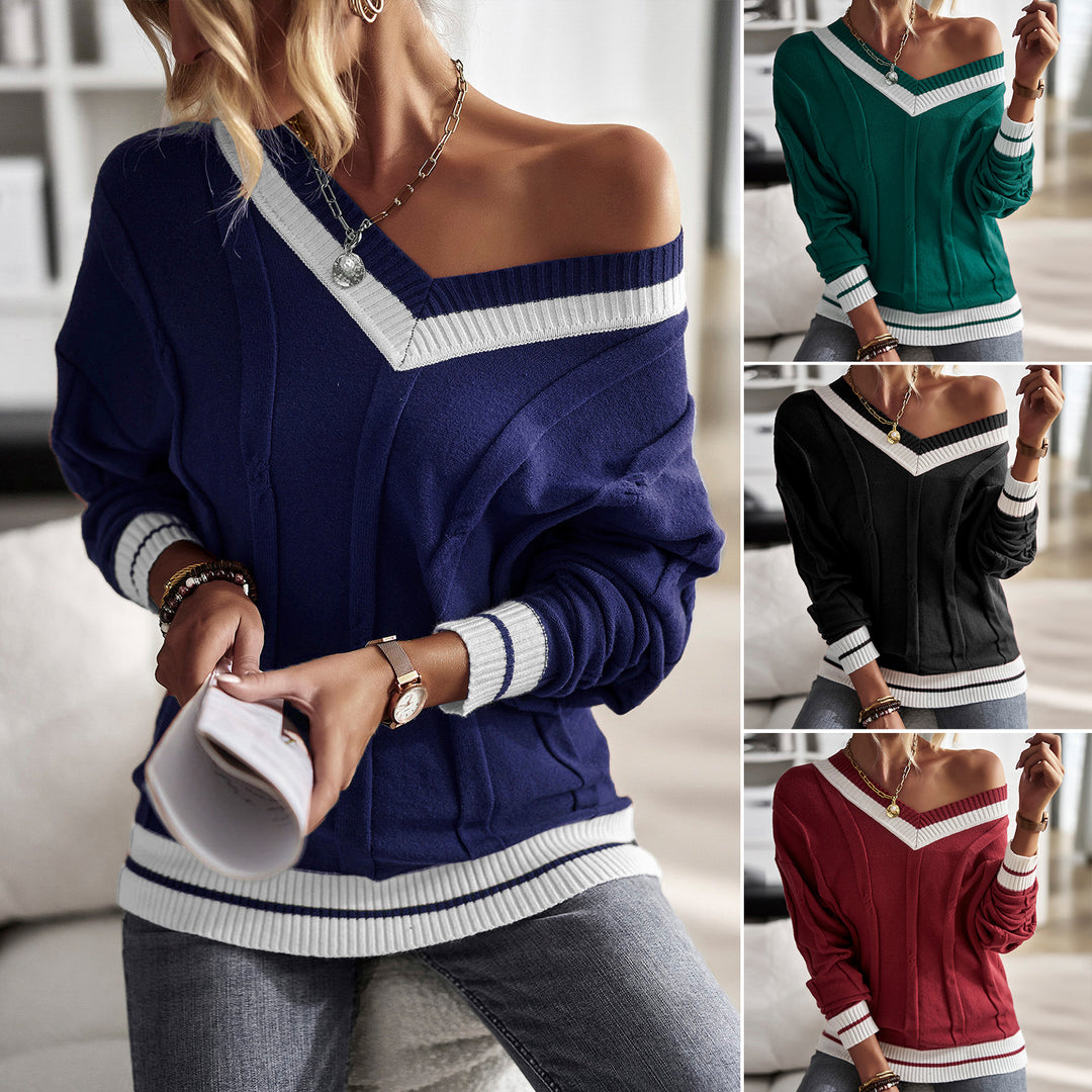 Casual top for women with off-shoulder cut and contrasting rib details Lune London