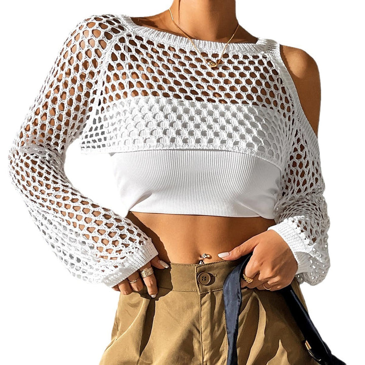 Ladies Open Knit Crop Top Lune London