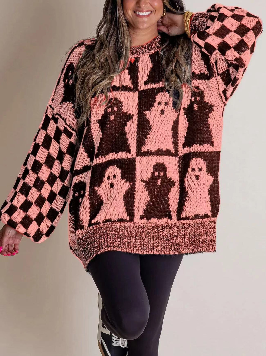 Ladies Large, comfortable knitted sweater with ghost design Lune London
