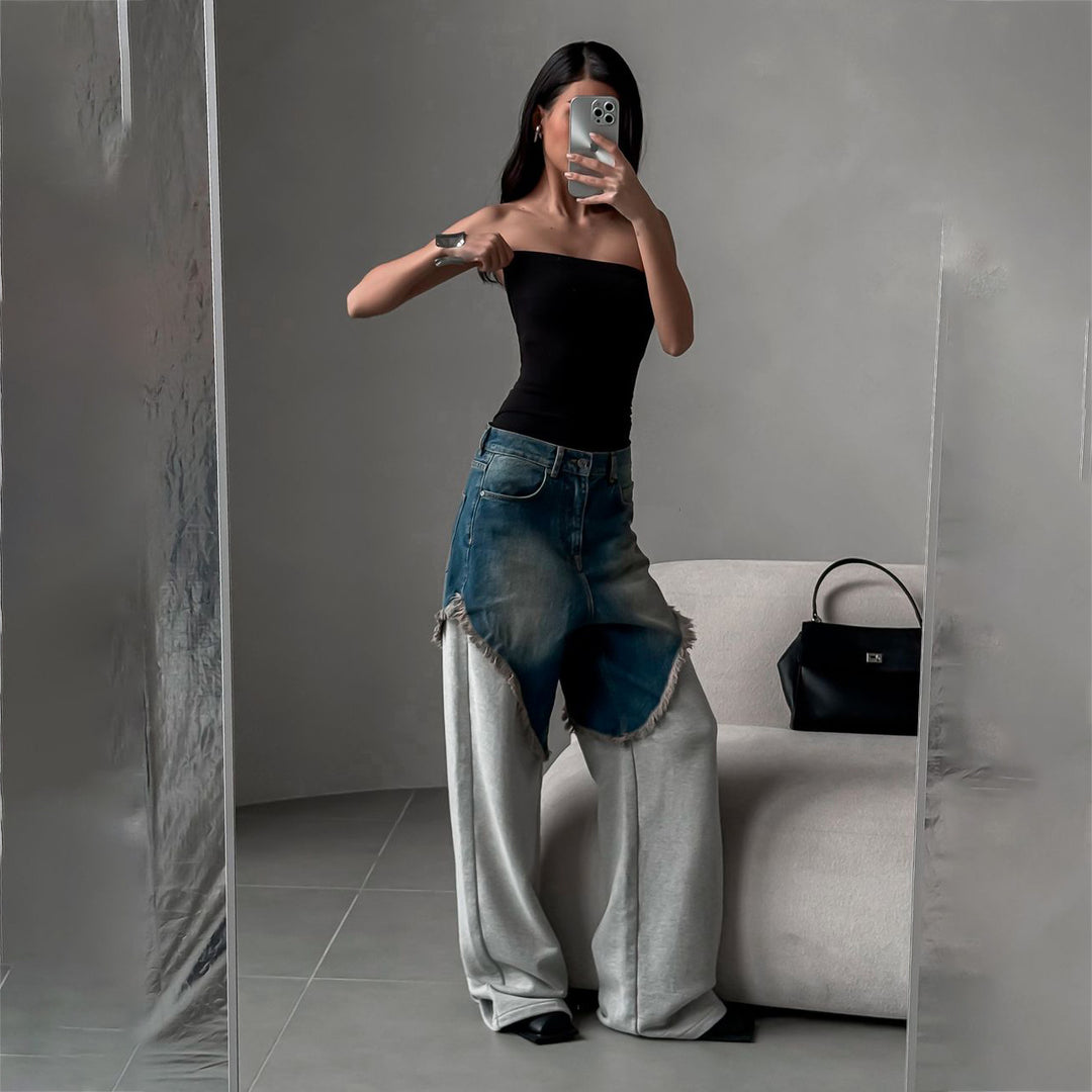 Oversized jeans for women with unique fringe details and a modern cut Lune London