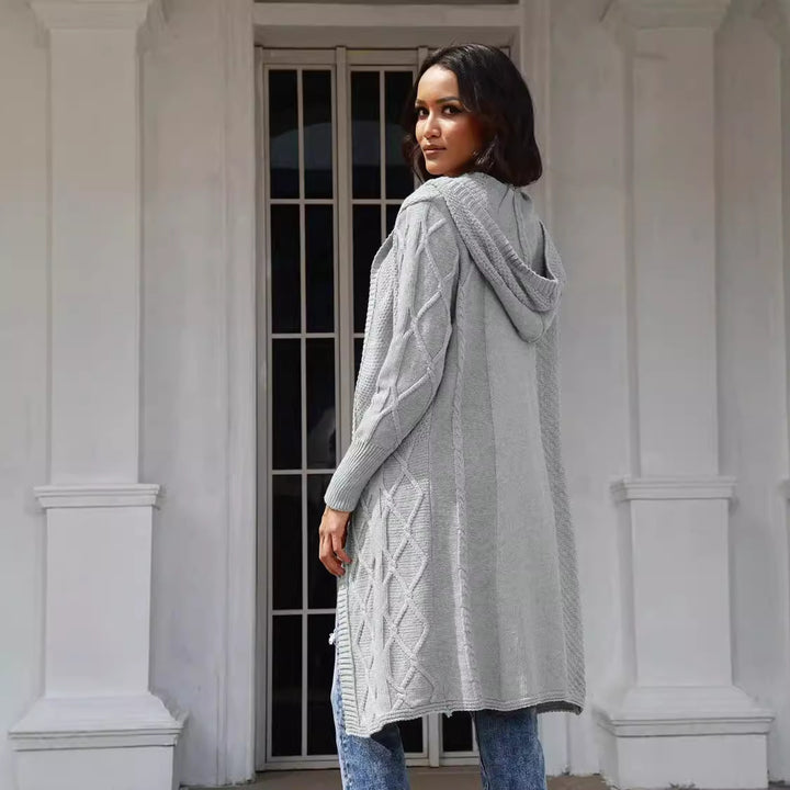 Ladies Chunky Knit Cardigan with Elegant Twisted Pattern Lune London