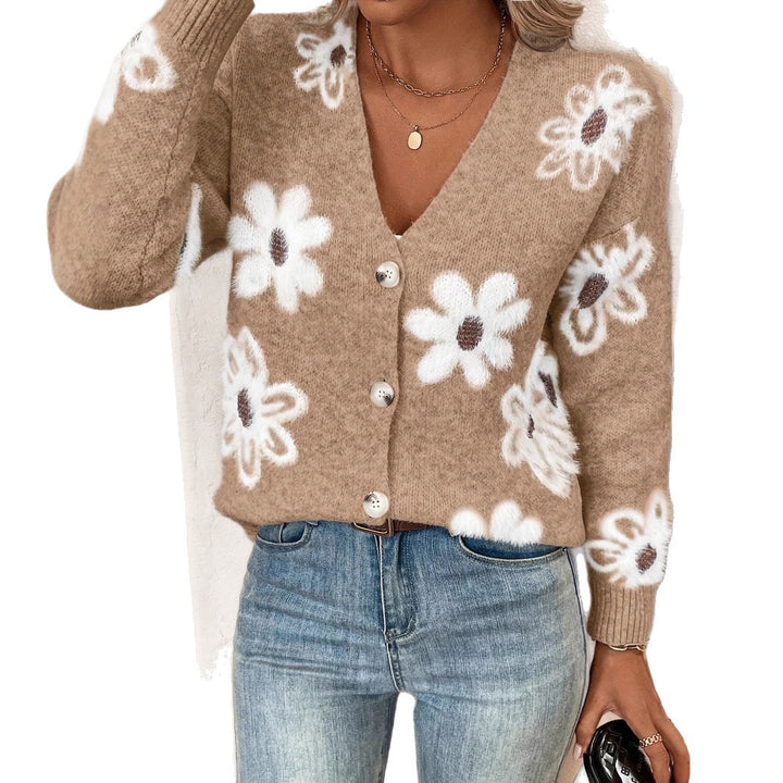 Ladies floral cardigan with V-neck and buttons Lune London