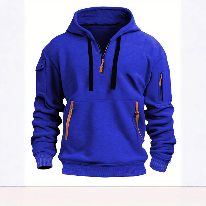 Women's hooded sweatshirt with functional pockets and modern stand-up collar Chic & Stil