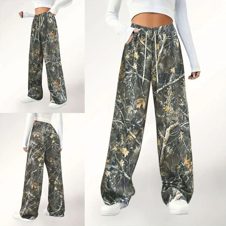Camouflage palazzo pants for women with elastic waist and comfortable fit Lune London