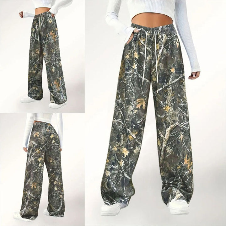 Camouflage palazzo pants for women with elastic waist and comfortable fit Lune London