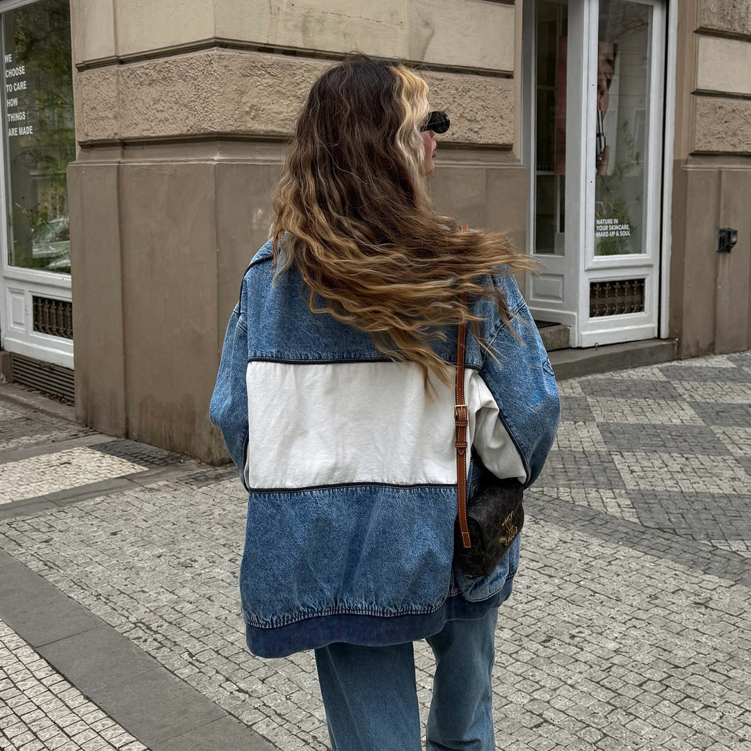 Oversized denim jacket for women with contrasting applications and a modern fit Lune London