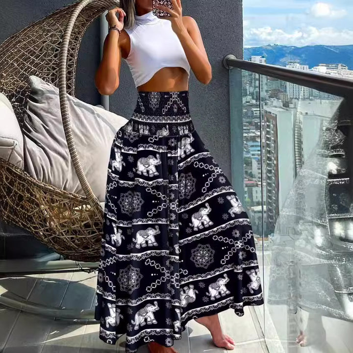 Ladies tropical print wide pants Lune London