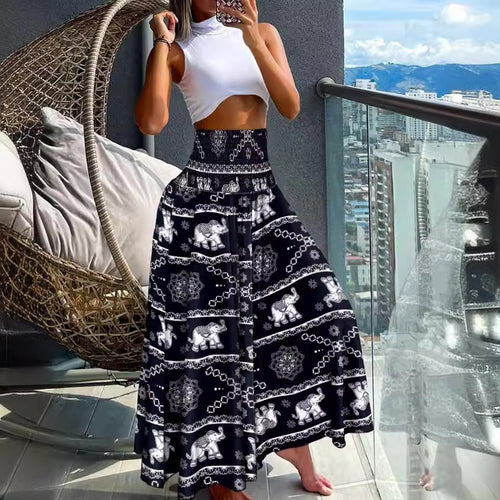 Ladies tropical print wide pants Lune London