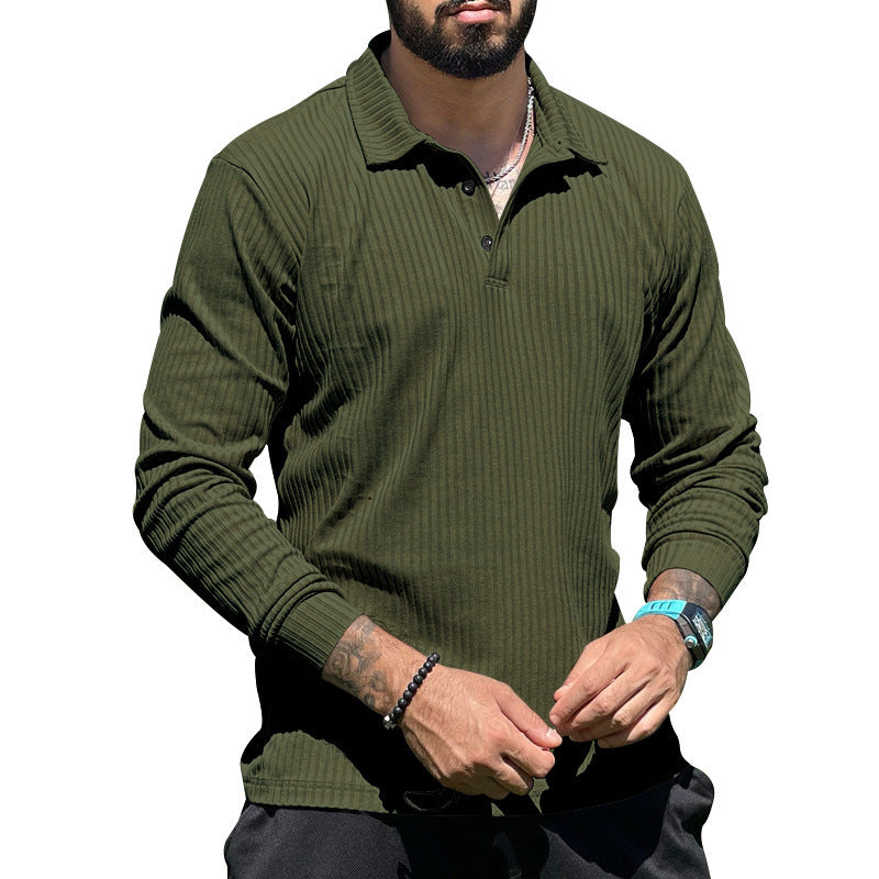 Men's Long Sleeve Polo with structured rib design and classic collar Lune London