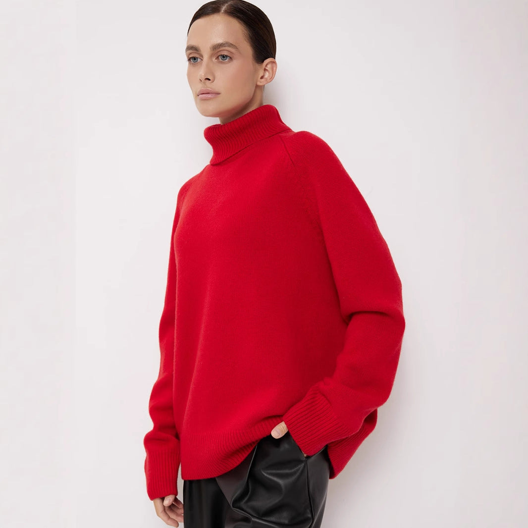 Pull femme confortable à col roulé en fine maille Chic & Stil