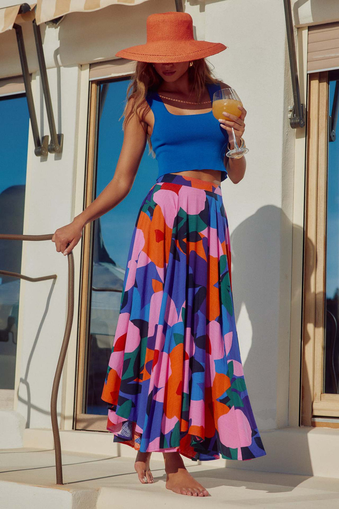 Maxi skirt for women with a colorful and textured design and a loose fit Lune London