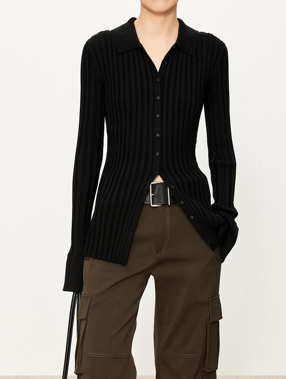 Chemises en tricot côtelé pour femmes avec une coupe ajustée Chic & Stil