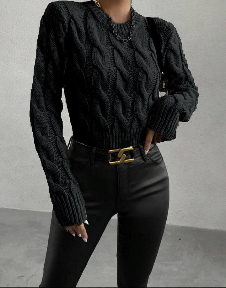 Woman Thick knit sweater with twisted pattern Lune London