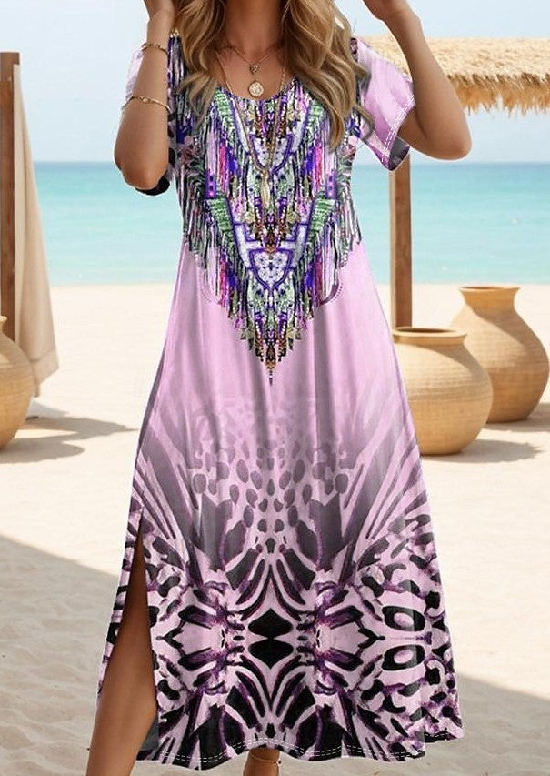 Maxi dress for women with eye-catching sequin embellishments and floral pattern Lune London