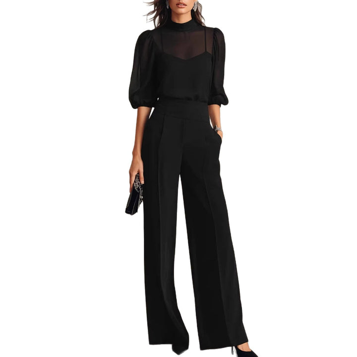 Women's elegant blouse set with wide legs and transparent sleeves Lune London