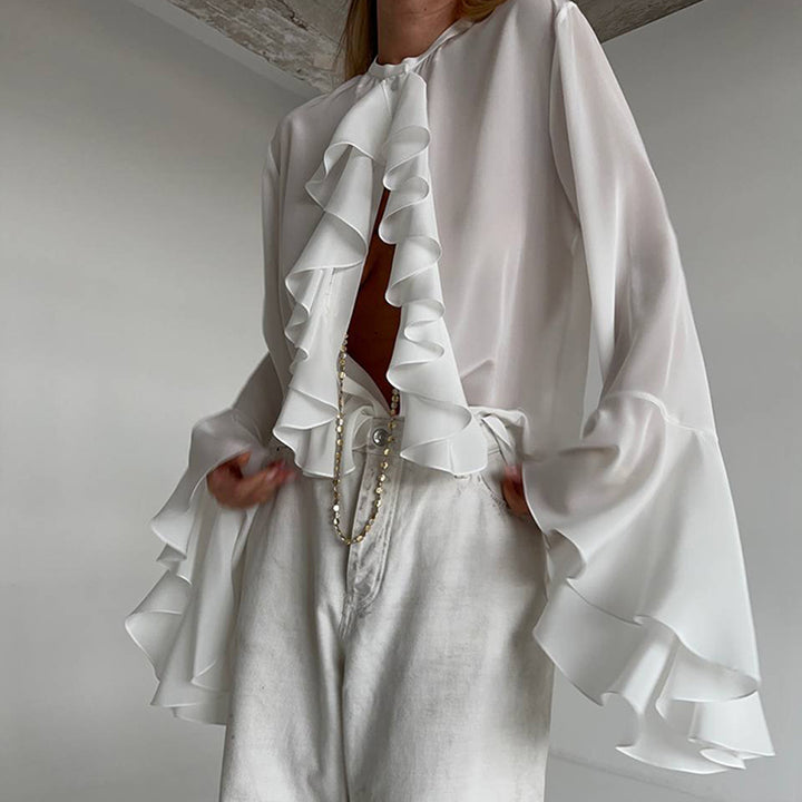 Ruffled blouse for women with flared sleeves Lune London