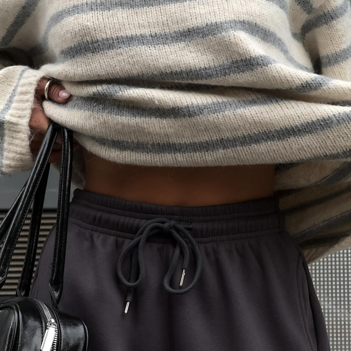 Casual knitted sweater for women with modern stripes Lune London