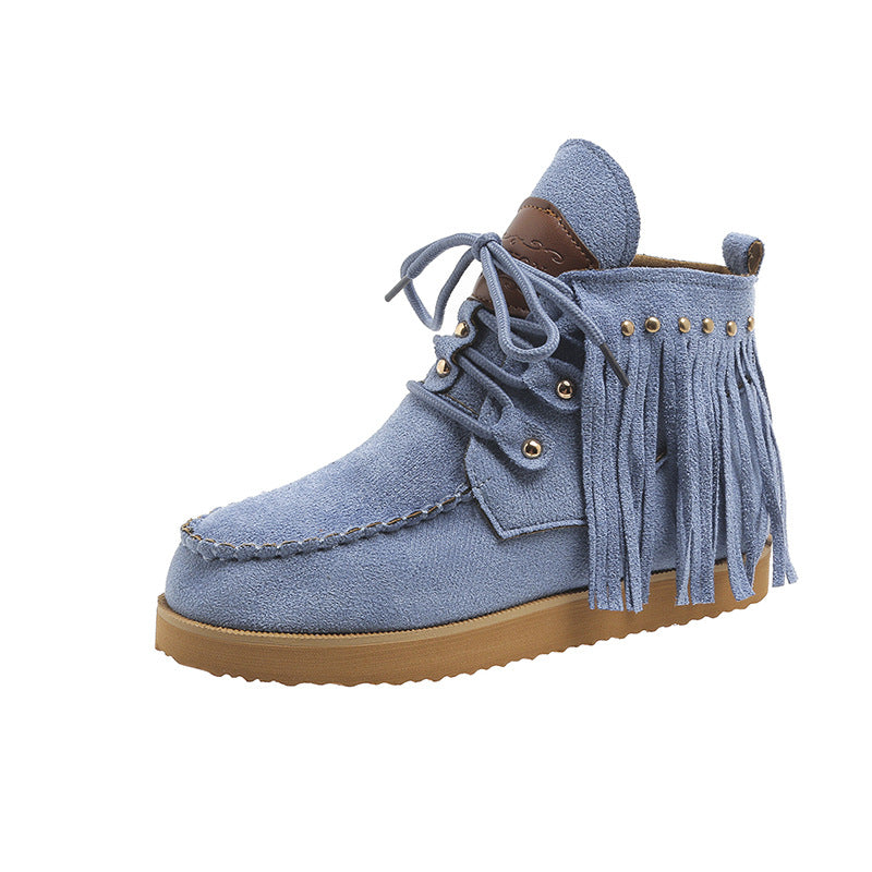 Ladies moccasins with fringes and golden accents Lune London