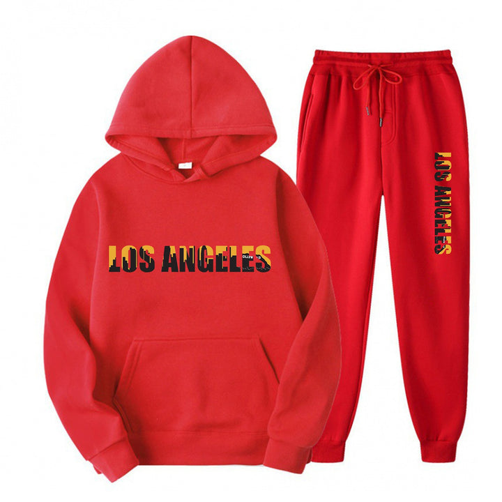 Women's leisure hoodie and jogging pants set with casual Los Angeles lettering Chic & Stil