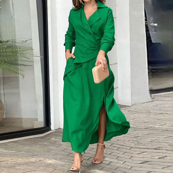 Robe élégante à enrouler pour femmes avec coupe cintrée et manches longues Chic & Stil