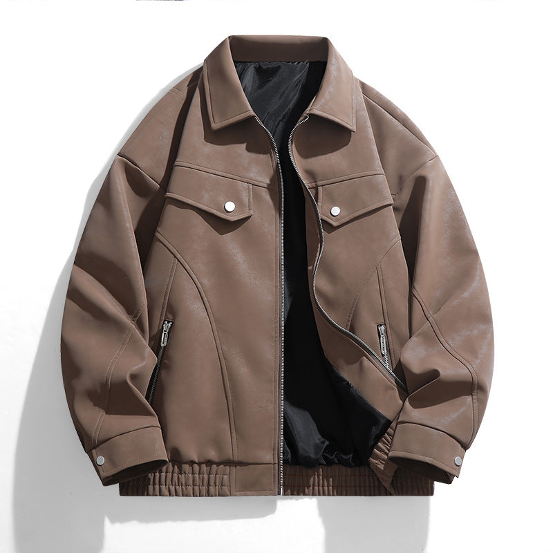 Casual faux leather jacket for men with practical pockets Lune London
