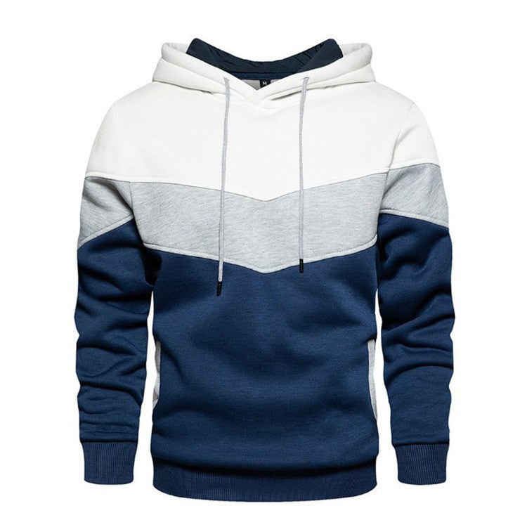 Men's Sports Hoodie with Chic Geometric Color Design
