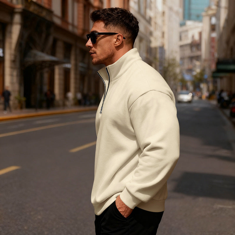 Sporty sweater for men with high collar and half-zip Lune London