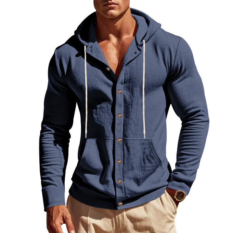 Men's hoodie with button placket and practical pockets Lune London