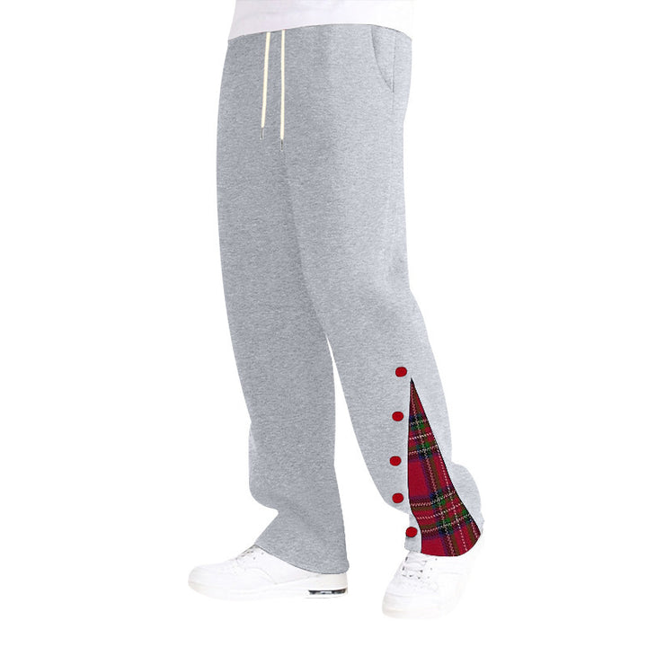 Casual sports pants for men with button details and tartan appliqués Lune London