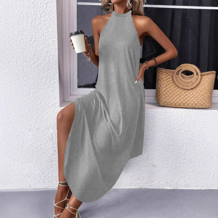 Casual summer maxi dress for women with an elegant backless design and practical pockets Lune London