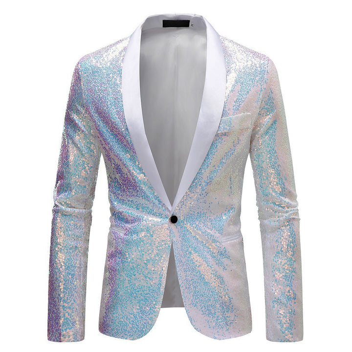 Ladies Bl sparkling blazer with black lapels Lune London