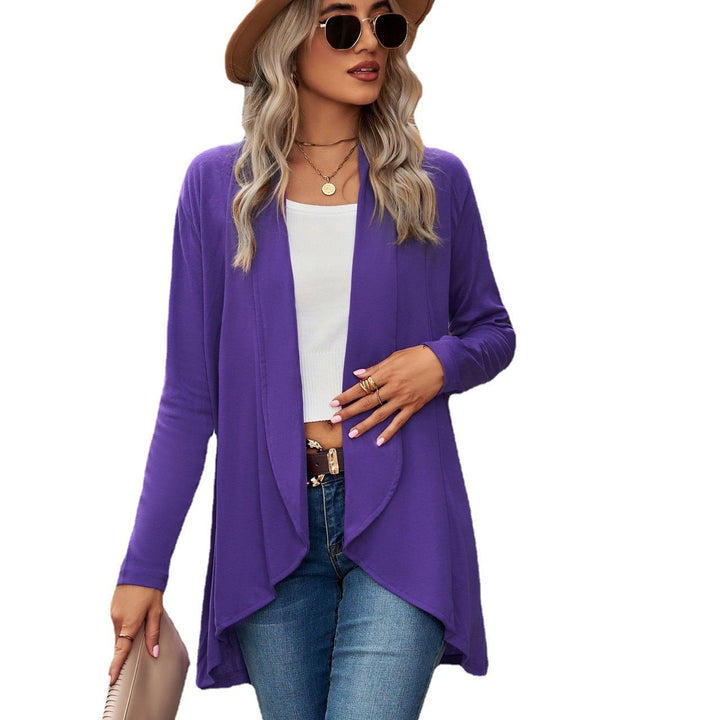 Women casual long cardigan in soft fabric with asymmetrical hem Lune London