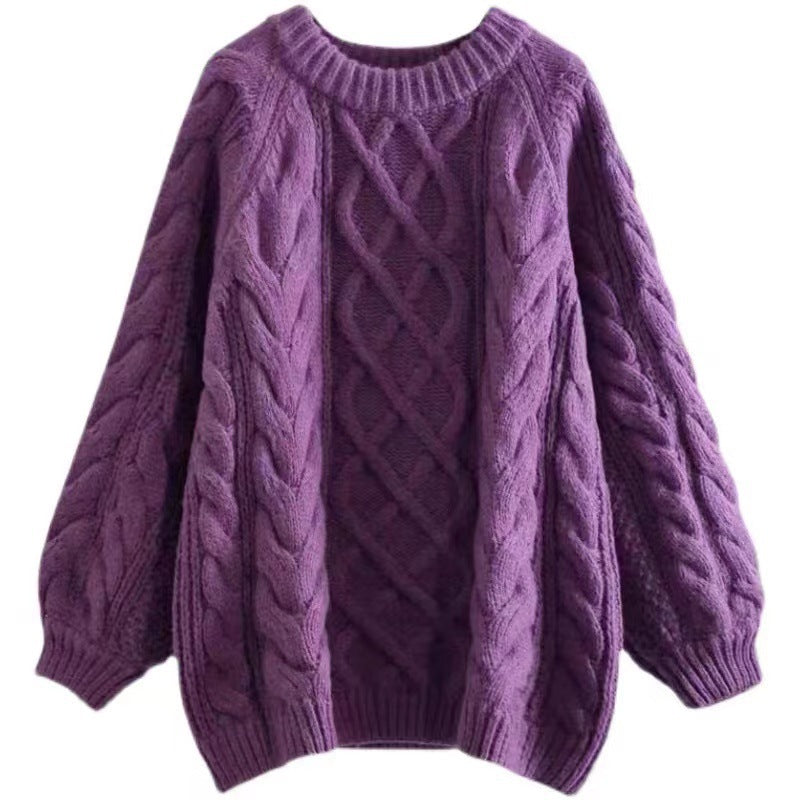 Femme Pull Tricot Épais avec Motif en Câble et Coupe Ample Chic & Stil