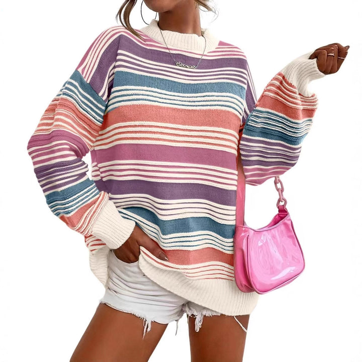 Oversized striped pullover for women with round neckline and relaxed fit Lune London