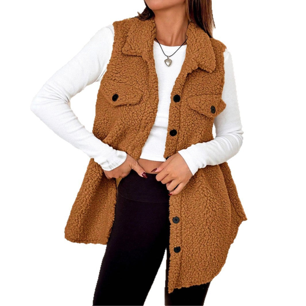 Ladies reversible vest in high-quality plush texture Lune London