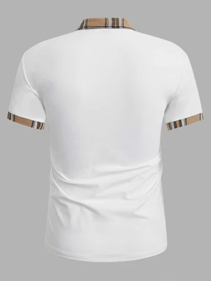 Men's Casual Polished Polo with Checkered Collar Lune London