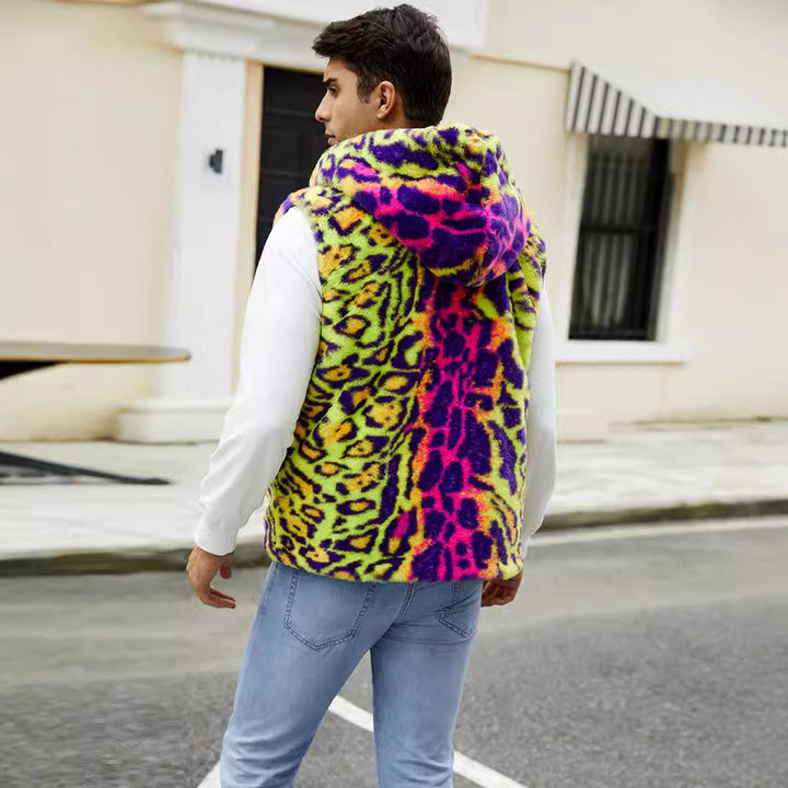 Men's jacket with hood in soft faux fur Lune London