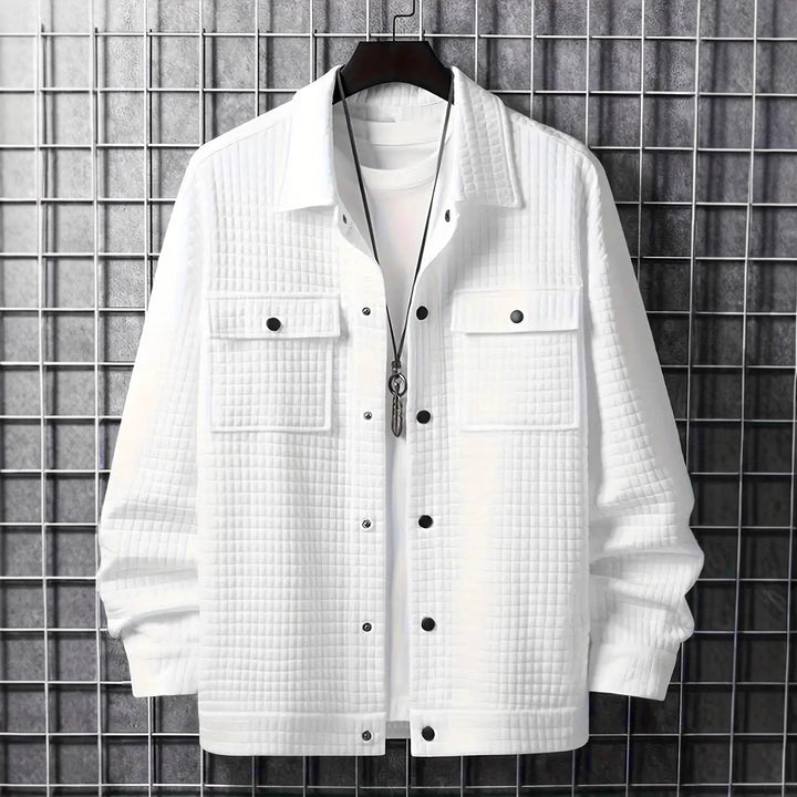 Casual shirt jacket for men with textured fabric and practical pockets Lune London