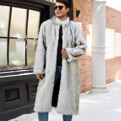 Men Elegant and Cozy Long Coat in Faux Fur Lune London
