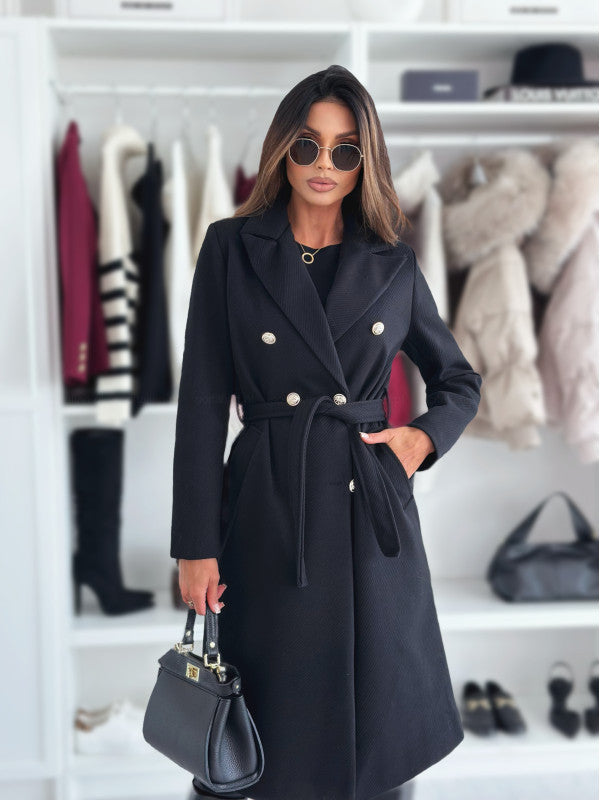 Women's double-stitched trench coat with a cinchable belt and elegant structure Lune London