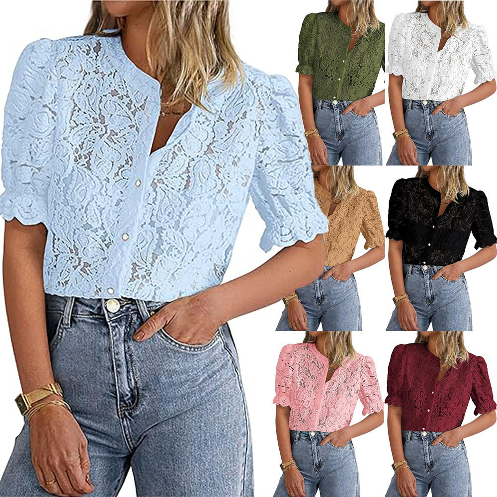 Lune London women's lace overlay blouse